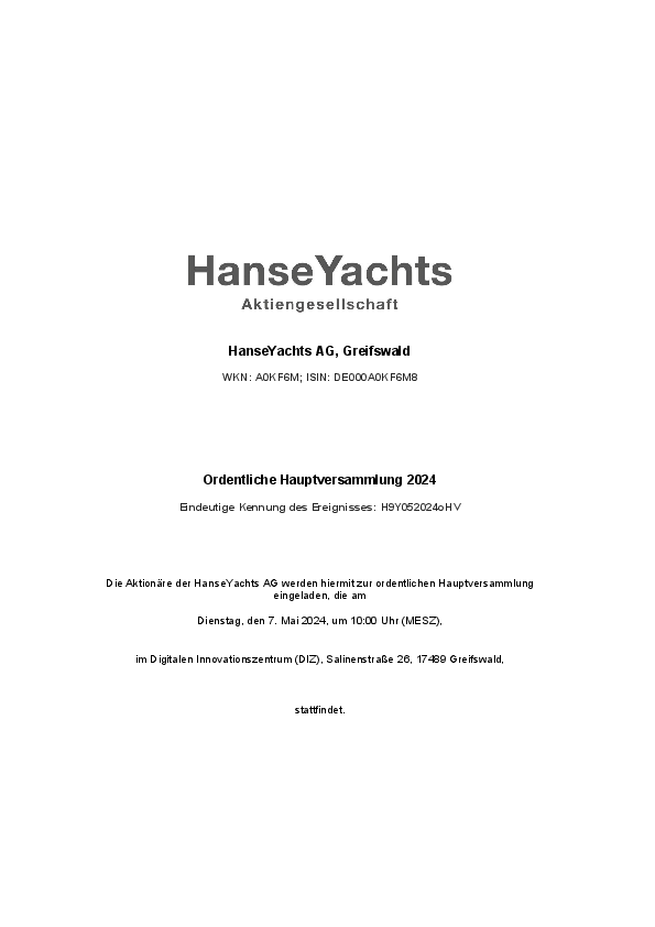 hanseyachts hauptversammlung